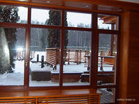 Дача с деревянными окнами